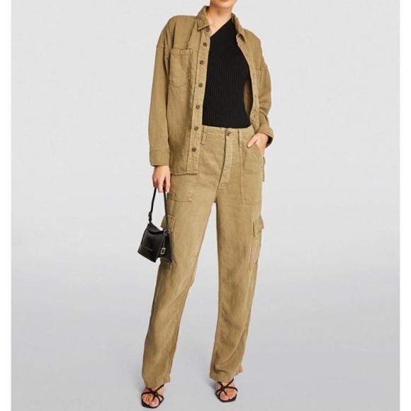 MOTHER The Private Cargo Sneak Jeans Size 32 in Olive Green - Picture 5 of 13